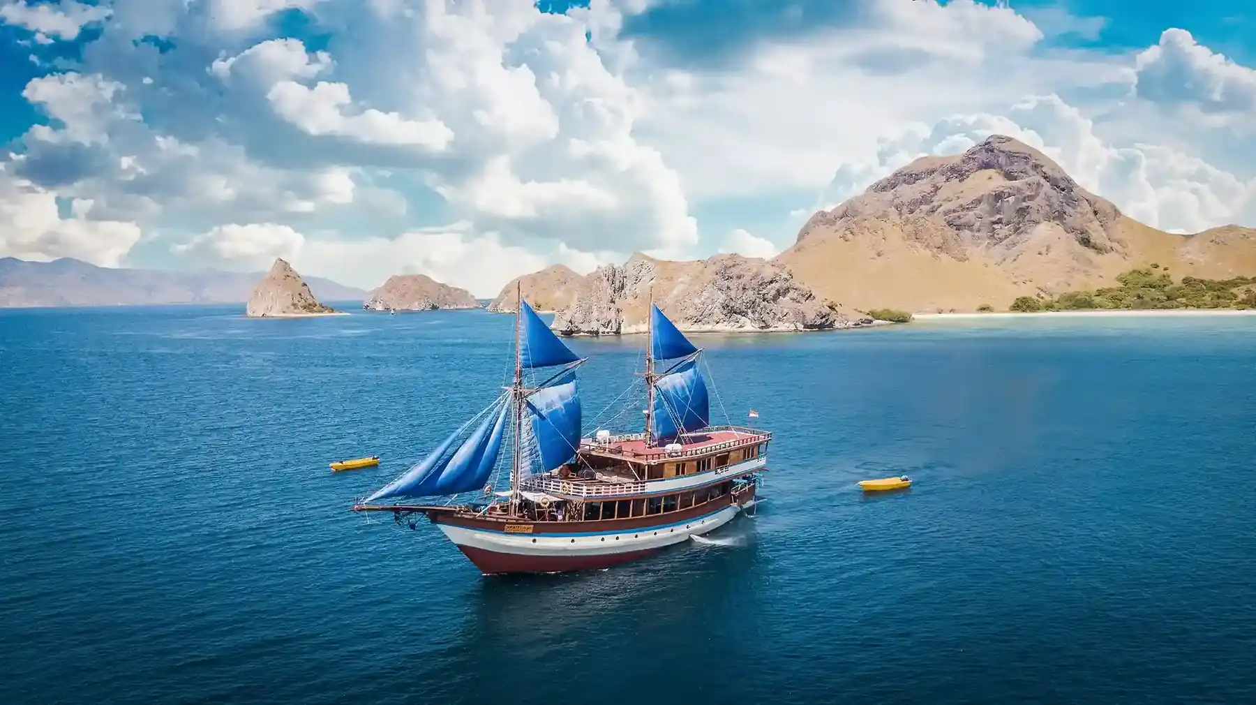 A phinisi at anchor in Indonesia